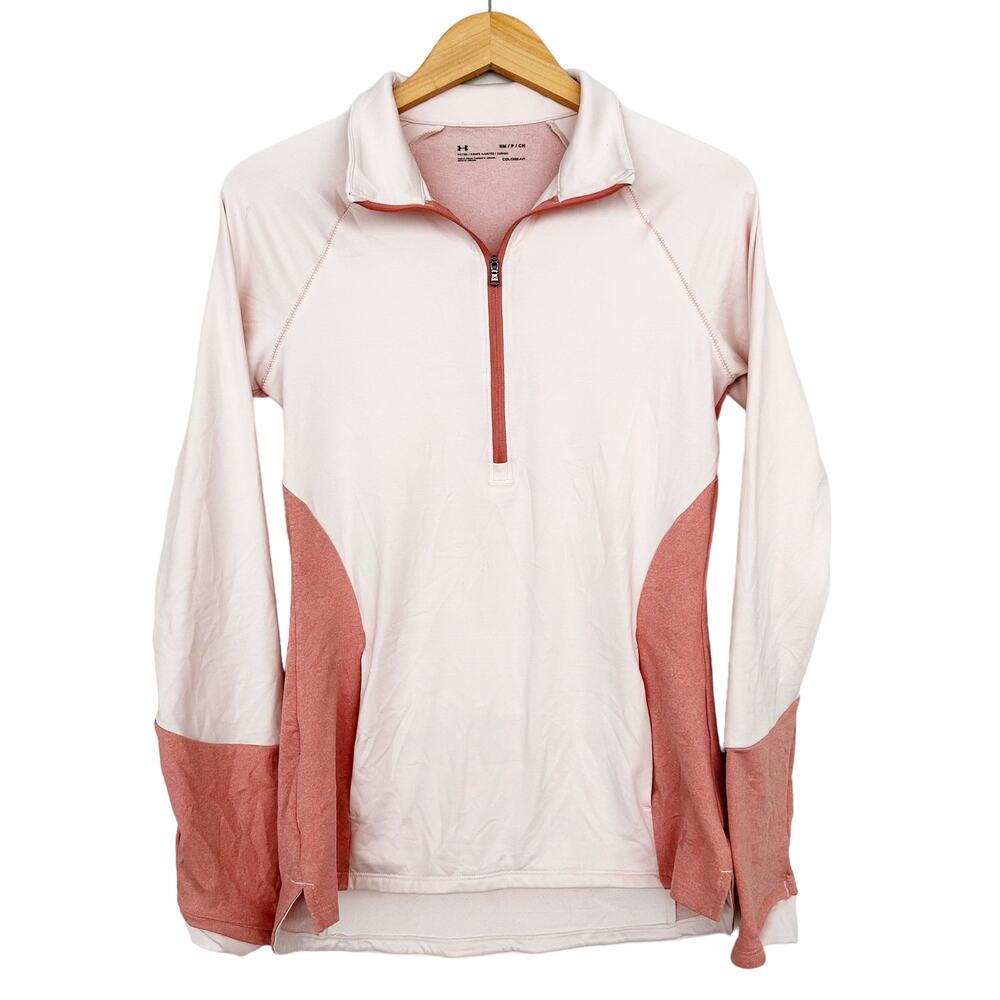 Under Armour Coldgear Fitted Pink Half Zip Sz S